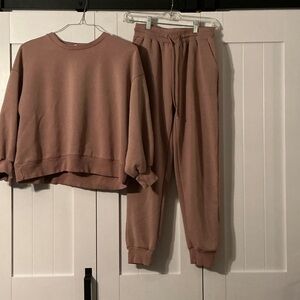 Women's Dusty Rose Lounge Sweatshirt & Jogger Set